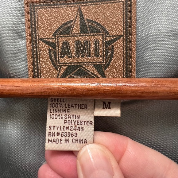 AMI Muted Blue Gray Suede Leather Jacket Women's Medium Button Up  Coat - Picture 4 of 6